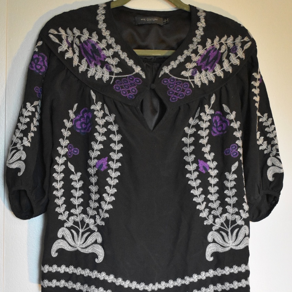 MM Couture by Miss Me Silk Peasant Boho Blouse S